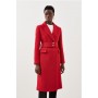 Italian Manteco Wool Mix Button Detail Belted Midi Coat