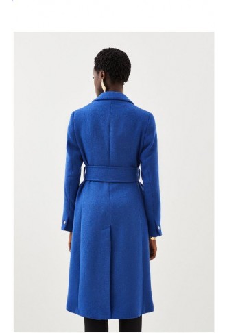 Italian Manteco Wool Mix Button Detail Belted Midi Coat