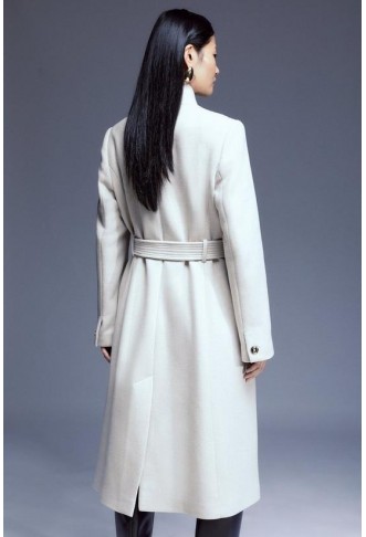 Italian Manteco Wool Forever Notch Neck Midi Coat