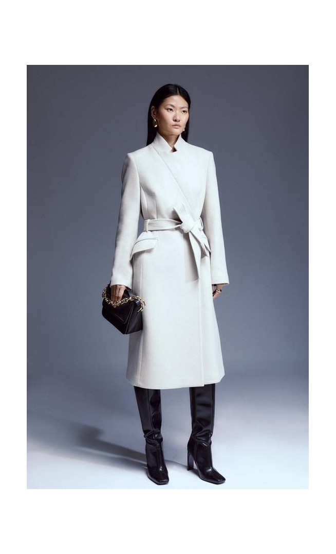 Italian Manteco Wool Forever Notch Neck Midi Coat