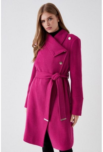 Wool Wrap Button Coat