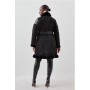 Black Plus Size Faux Shearling Biker Longline Belted Coat