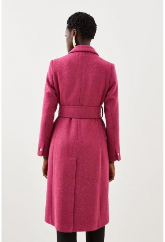 Italian Manteco Wool Mix Button Detail Belted Midi Coat