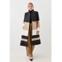 Italian Wool Blend Contrast Midi Coat