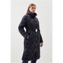 Diamond Quilted Puffer Longline Belted Coat