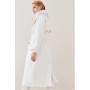 Ivory Italian Manteco Wool Cashmere Faux Fur Collar Trench Coat