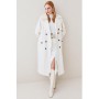 Ivory Italian Manteco Wool Cashmere Faux Fur Collar Trench Coat