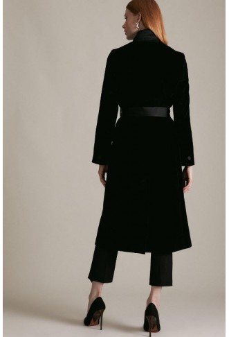 Black Italian Velvet Investment Notch Neck Coat