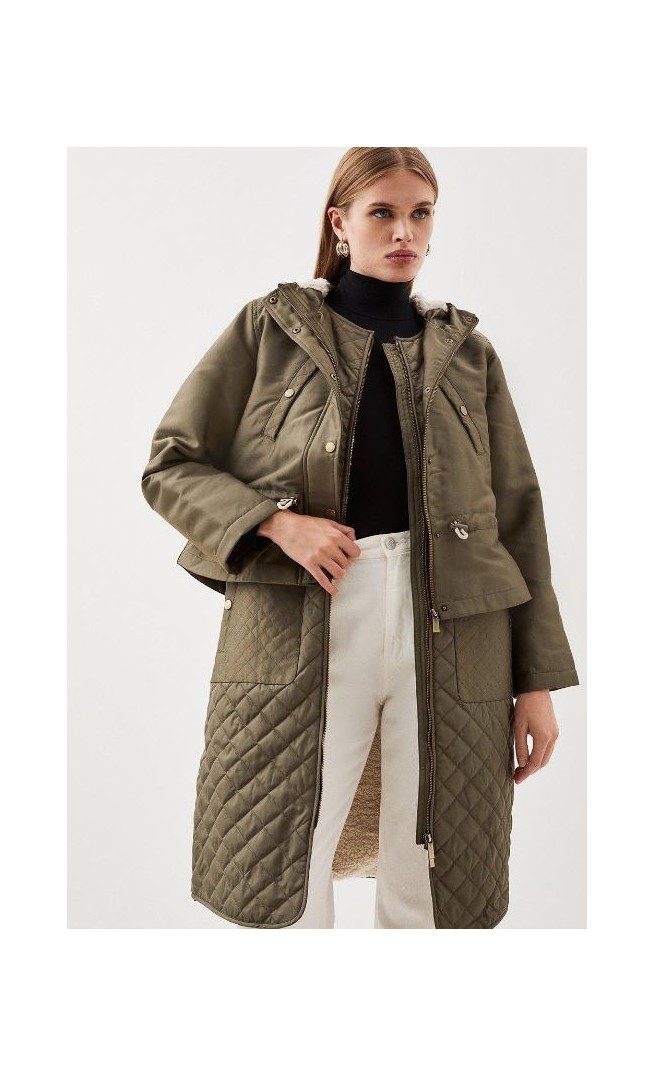 Faux Fur Lined Hybrid Longline Trench Coat