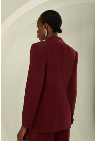 Tailored Viscose Satin Back Crepe Double Lapel Single Breasted Blazer