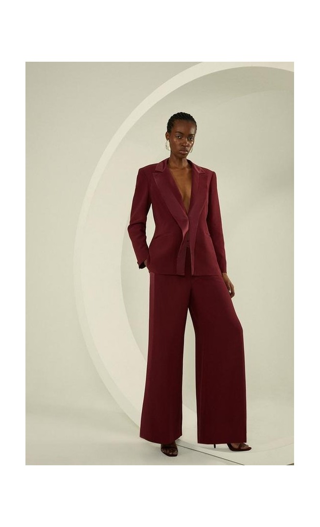 Tailored Viscose Satin Back Crepe Double Lapel Single Breasted Blazer