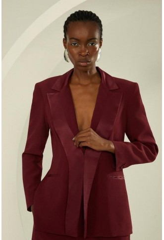 Tailored Viscose Satin Back Crepe Double Lapel Single Breasted Blazer