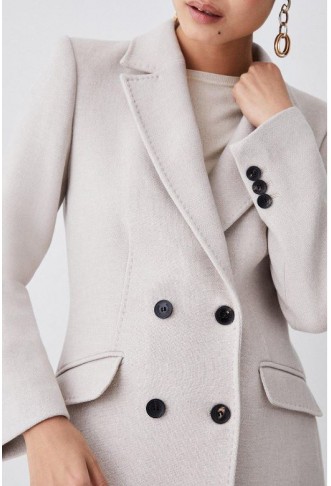 Oatmeal Italian Wool Fitted Coat