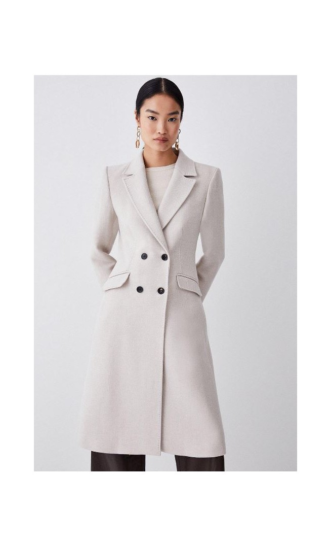 Oatmeal Italian Wool Fitted Coat