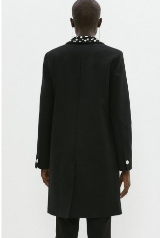 Premium Wool Diamante Lapel Sb Coat