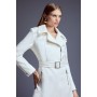 Tailored Compact Stretch High Neck Belted Midi Coat