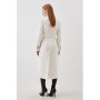 Italian Manteco Wool Wide Belted Pleat Detail Midi Coat