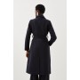 Italian Manteco Wool Blend Double Breasted Belted Midi Coat