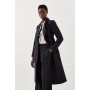 Italian Manteco Wool Blend Double Breasted Belted Midi Coat