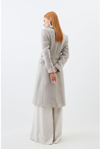 Italian Manteco Wool Mix Button Detail Belted Midi Coat