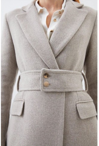 Italian Manteco Wool Mix Button Detail Belted Midi Coat