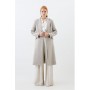 Italian Manteco Wool Mix Button Detail Belted Midi Coat