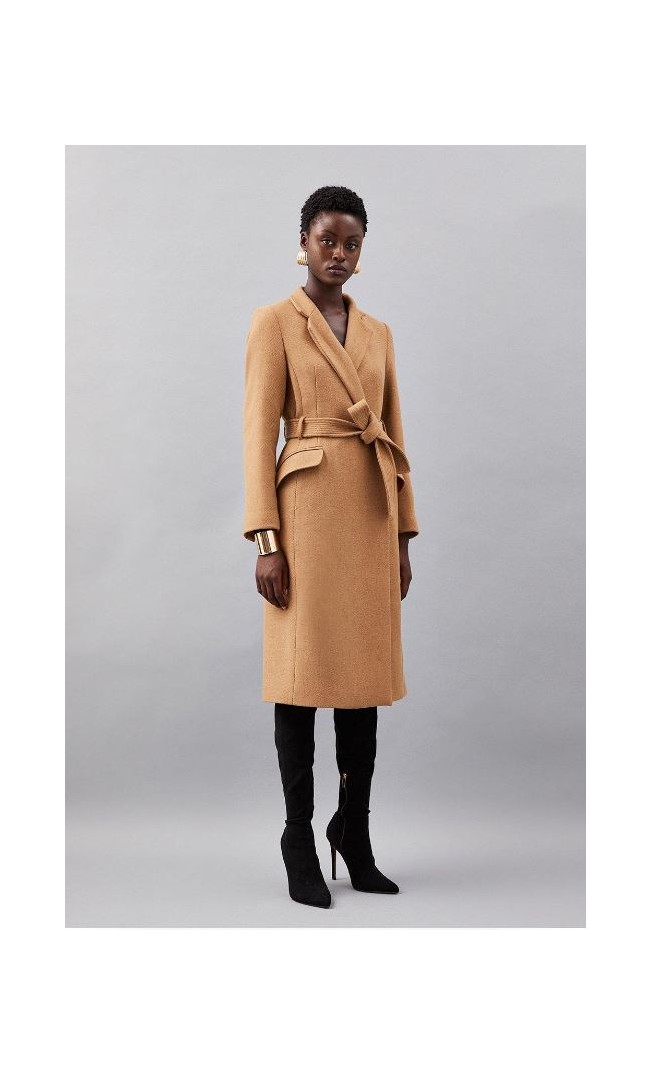 Italian Manteco Wool Forever Notch Neck Midi Coat