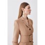 Compact Stretch Belted Aline Blazer Dress