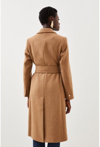 Italian Manteco Wool Mix Button Detail Belted Midi Coat