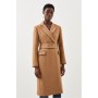 Italian Manteco Wool Mix Button Detail Belted Midi Coat