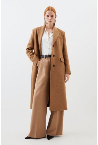 Italian Manteco Wool Mix Single Breasted Midi Coat