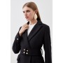 Italian Manteco Wool Mix Button Detail Belted Midi Coat