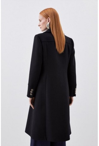 Italian Manteco Wool Mix Military Double Breasted Midi Coat