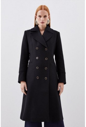 Italian Manteco Wool Mix Military Double Breasted Midi Coat