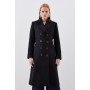 Italian Manteco Wool Mix Military Double Breasted Midi Coat