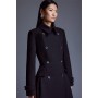 Compact Stretch Double Breasted Pleat Coat