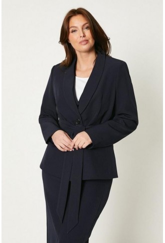 Tie Belted Single Breasted Blazer