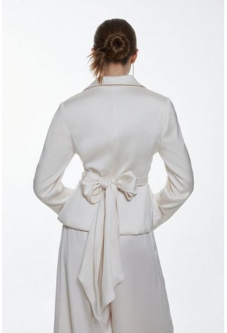 Satin Back Crepe Belted Wrap Jacket