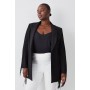 Plus Size Compact Stretch Tassel Sleeve Detail Blazer