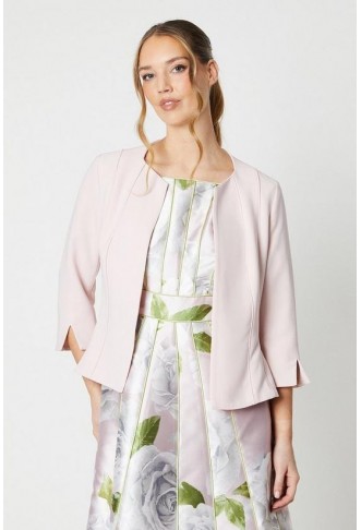 Crepe Tailored Jacket With Piped Seams