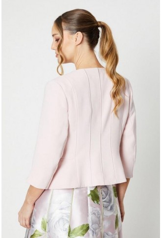 Crepe Tailored Jacket With Piped Seams