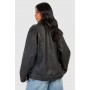 Petite Oversized Vintage Faux Leather Biker Jacket