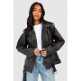 Petite Oversized Vintage Faux Leather Biker Jacket