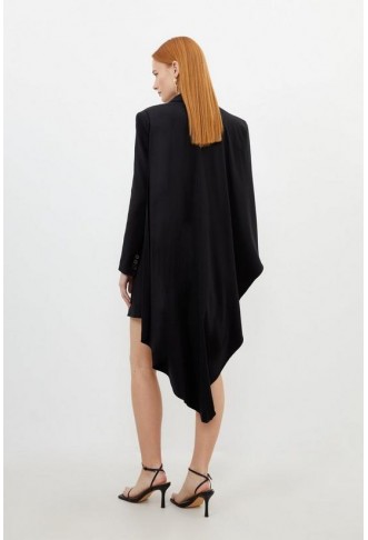 Tailored Polished Viscose Tuxedo Blazer Cape Dress