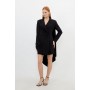 Tailored Polished Viscose Tuxedo Blazer Cape Dress