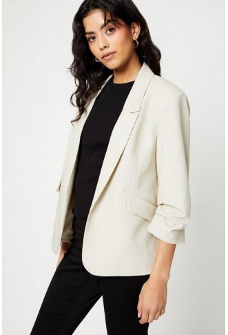 Petite Ruched Sleeve Blazer