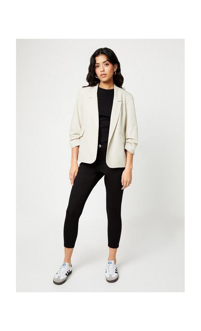 Petite Ruched Sleeve Blazer