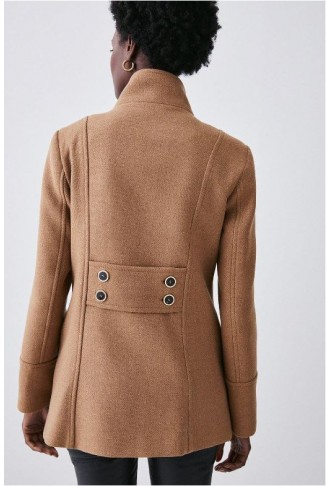 Camel Italian Manteco Wool Mix Double Breasted Short Formal Coat