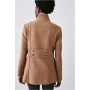 Camel Italian Manteco Wool Mix Double Breasted Short Formal Coat