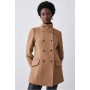 Camel Italian Manteco Wool Mix Double Breasted Short Formal Coat